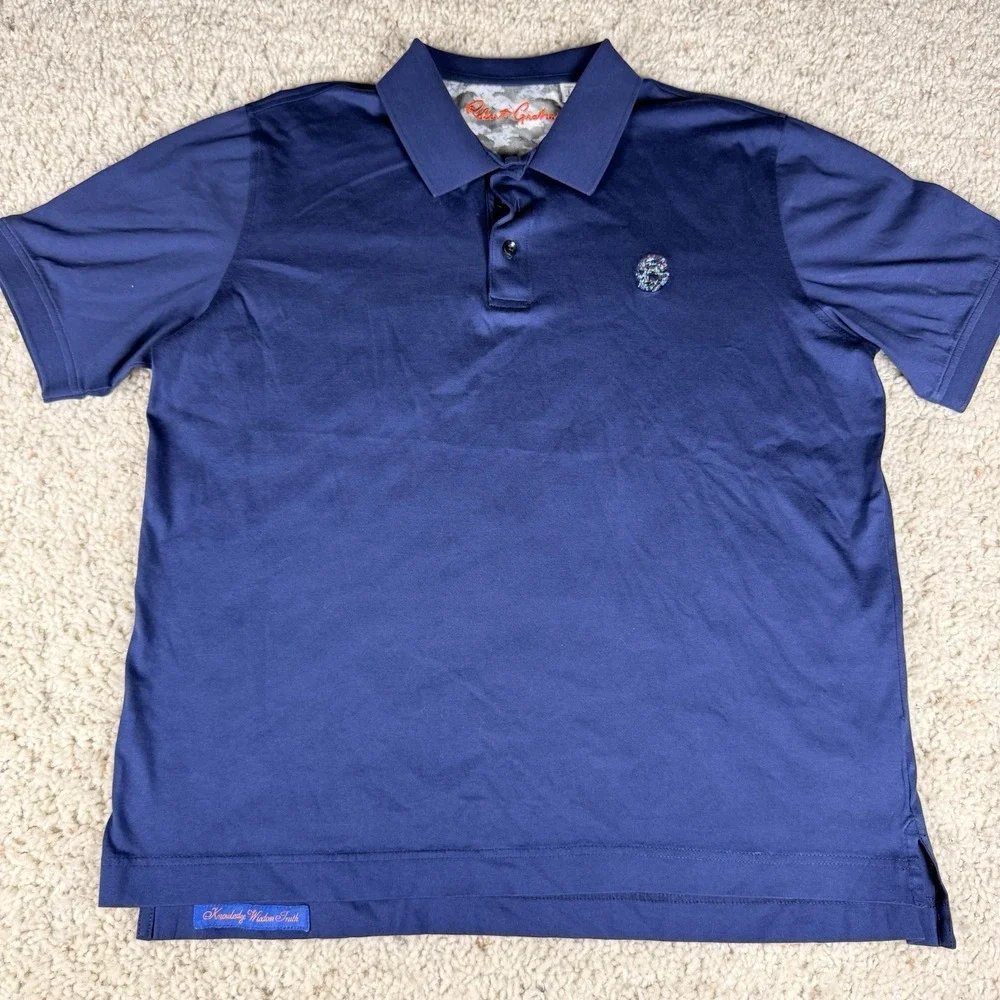 Robert Graham Polo Shirt Mens Large Blue Camo Collar Skull Embroidered Casual